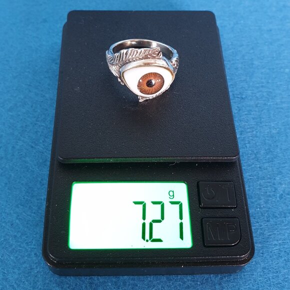 One of a Kind Bold Vintage 925 Sterling Silver Evil Eye Protection Ring - Picture 12 of 14